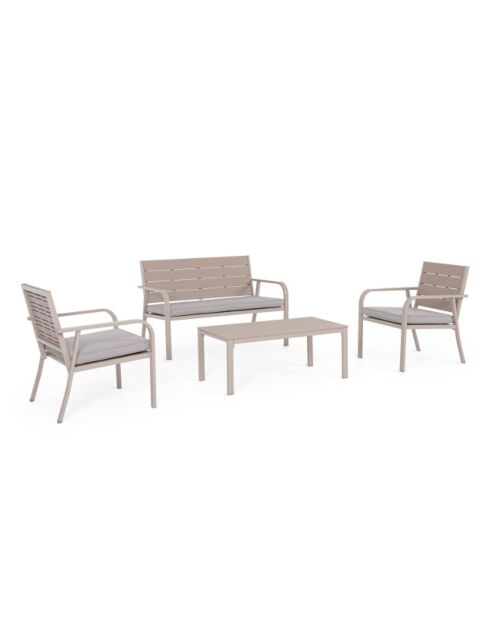 BIZZOTTO set lounge da giardino Sarita tortora 4 pezzi con cuscini