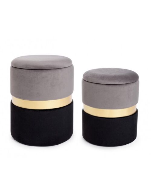 BIZZOTTO SET2 POUF CONT.POLINA GRIGIO-NERO