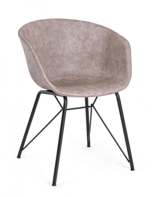 BIZZOTTO Sedia da pranzo WARHOL nera - PU beige vintage