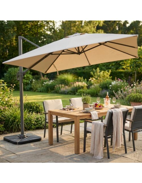 Ombrellone da giardino MERCURY 3 x 4 nero con telo beige