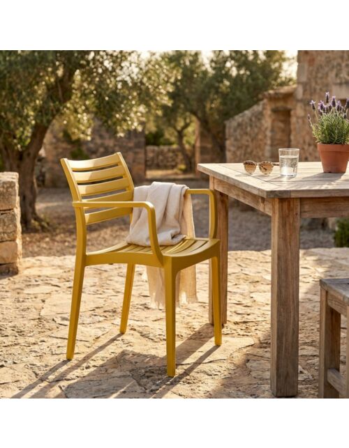 Sedia da giardino EVELINE con braccioli – gialla