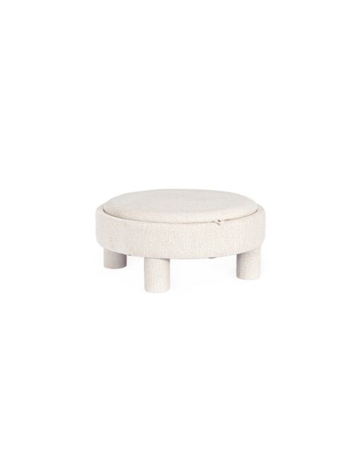 BIZZOTTO pouf rotondo TALYA con vassoio bianco