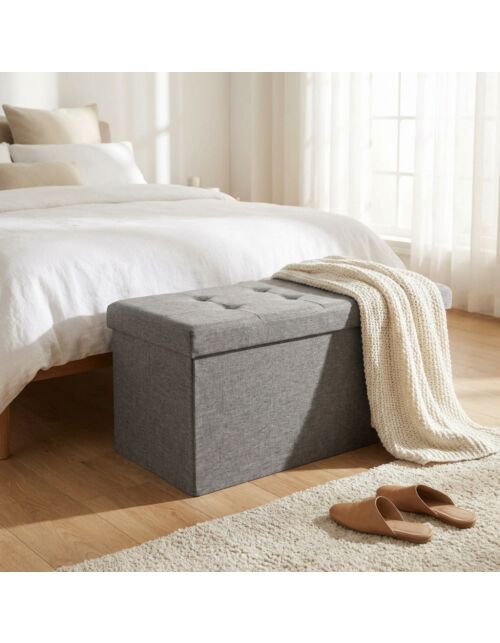 POUF CONTENITORE RETTANGOLARE IN STOFFA GRIGIO