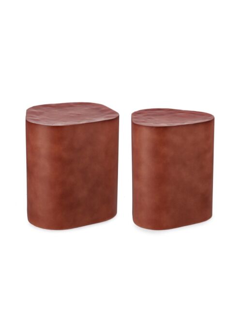 BIZZOTTO set di due tavolini ausiliari rotondi JASLEEN terracotta