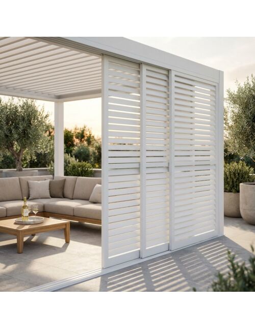 LATERALE SCORREVOLE CON LAMELLE PER LATO DA 4 M PERGOLA BIOCLIMATICA
