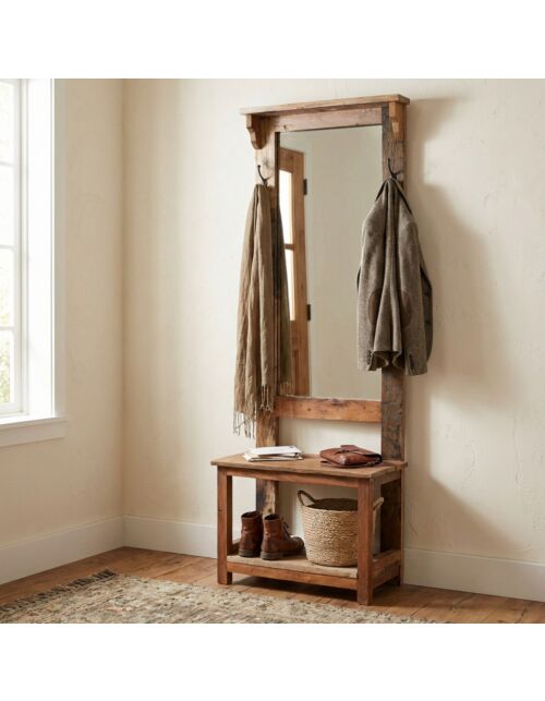 Mobile da ingresso BARRETT con specchio in legno riciclato