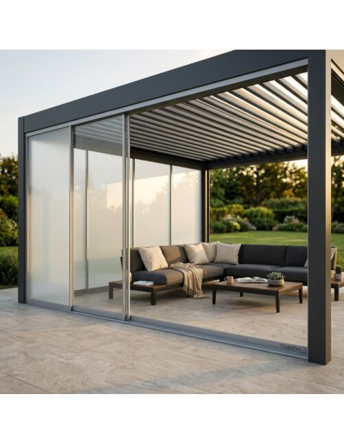 Parete laterale in vetro per pergola bioclimatica - per lato 4 m - bianca