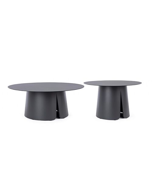 BIZZOTTO Set 2 tavolini rotondi BRYAN antracite – metallo D70+D90