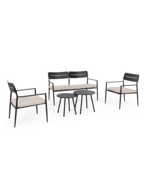 BIZZOTTO set da giardino GARGANO antracite con cuscini – set 5