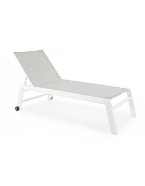BIZZOTTO Lettino da giardino con ruote HILDE bianco cloud LD30