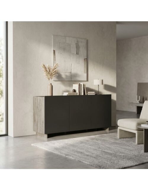 CREDENZA CARLILE ANTRACITE E ROVERE CHIARO