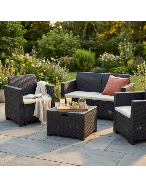 Salotto NEBRASKA 2 P con cuscini WI-806799-NERO