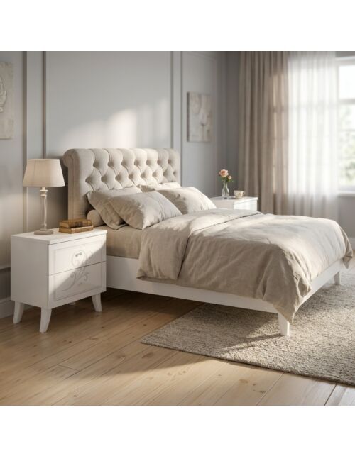 67 18 01 - 13 COPPIA COMODINI 2 CASSETTI BIANCO FRASSINATO ALESSANDRO