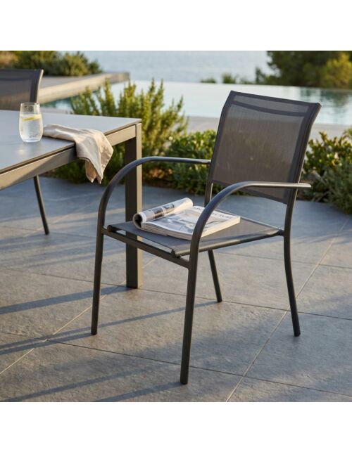 Sedia da giardino STAMFORD con braccioli impilabile – antracite