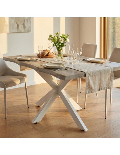 TAVOLO FLOYD NATURALE NODATO STRUTTURA BIANCA 160 X 90