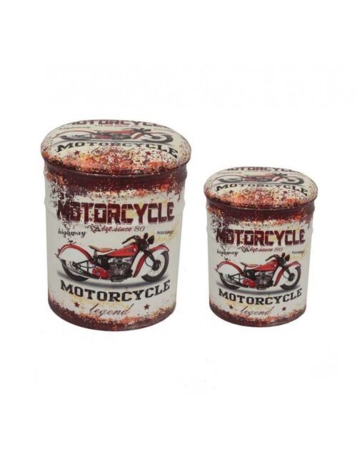 SET DI 2 POUF CONTENITORE TONDO MOTO GRIGIO CHIARO