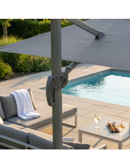 OMBRELLONE NETTUNO LUX NERO P/L 3 X 3 TELO GRIGIO CHIARO
