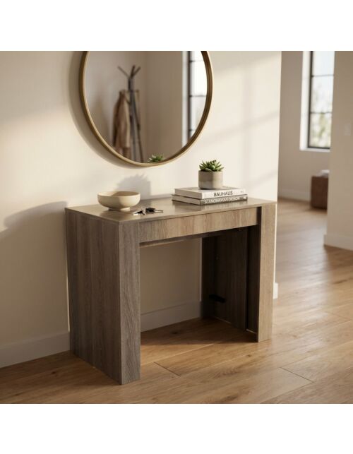 Tavolo consolle DAVE taupe allungabile 50–300 × 90