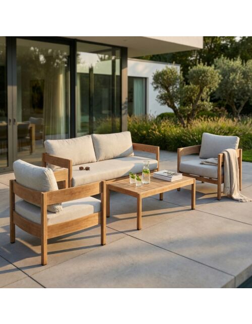 Salotto da giardino BRIDGETOWN 2P con cuscini grigio-marrone