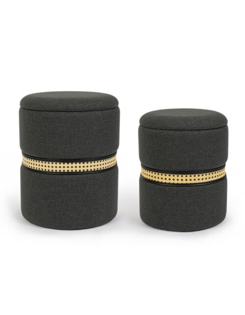 BIZZOTTO SET2 POUF CONTENITORE KARINA CARBON