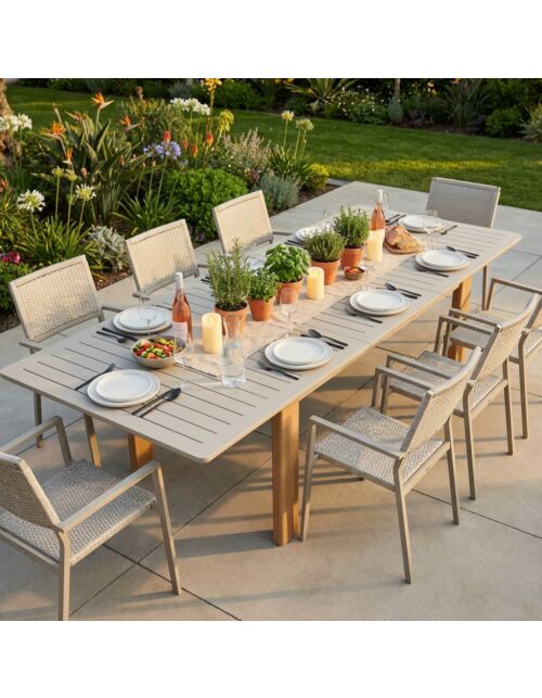 Tavolo da giardino allungabile BULLOCK 230/300 x 90 grigio-beige