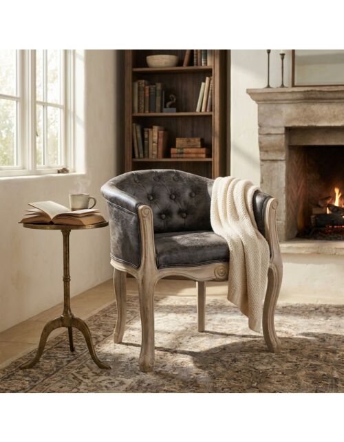POLTRONA COREEN IN ECOPELLE VINTAGE GRIGIO