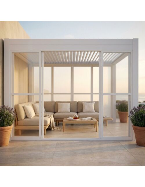 Chiusura laterale in policarbonato per pergola bioclimatica – lato 4 m – bianco
