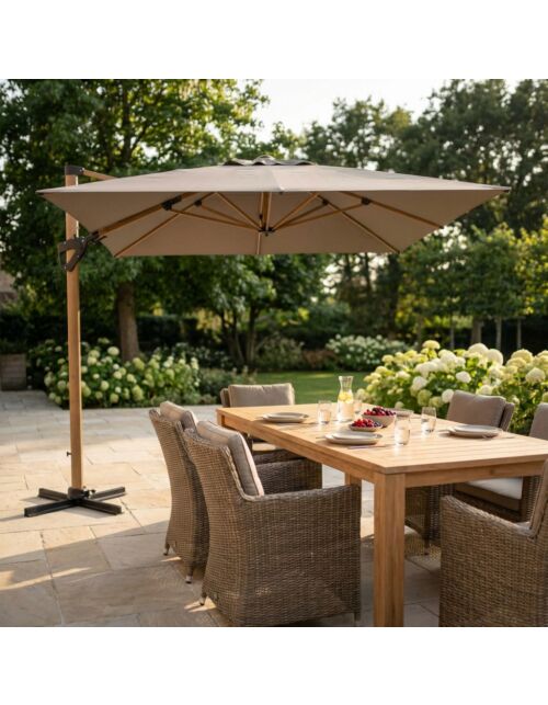 OMBRELLONE MENDEL MARRONE EFFETTO LEGNO P/L 3 X 3 TAUPE