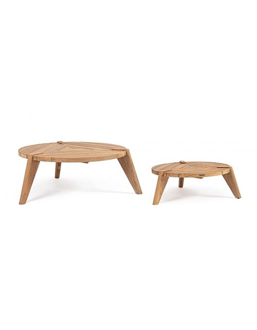BIZZOTTO Set di due tavoli rotondi in teak CAMDEN - stile rustico naturale