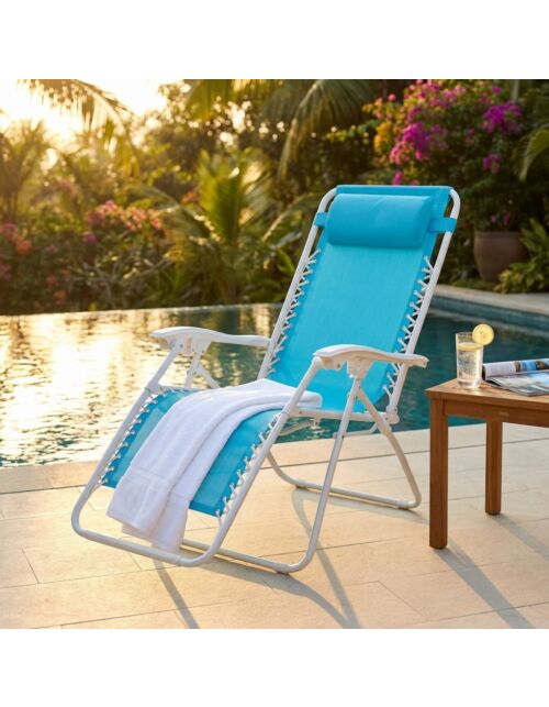 SDRAIO COMFORT CON STRUTTURA BIANCA E TEXTILENE AZZURRO