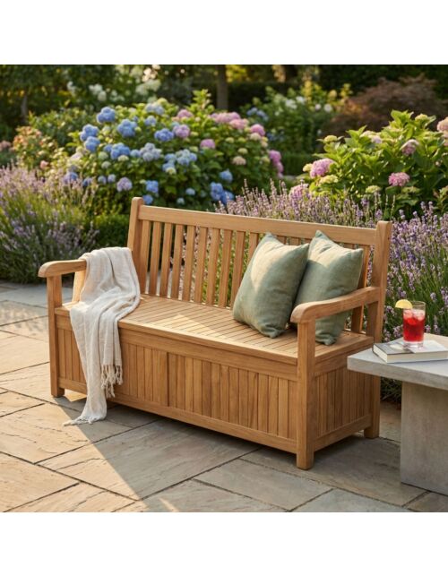 Panca da giardino SURAT con contenitore in teak