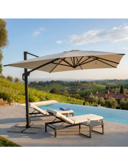 Ombrellone da giardino STEPHENSON 3 × 4 m nero con tela beige