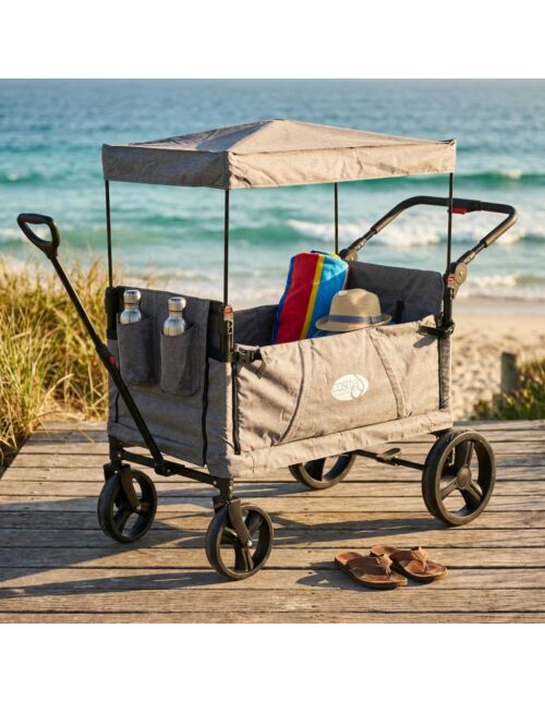 Carrello di trasporto pieghevole CARIBMEN con tettuccio, grigio chiaro