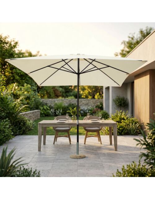 Ombrellone da giardino MERCURIO 3 × 4 m con struttura nera e tela beige