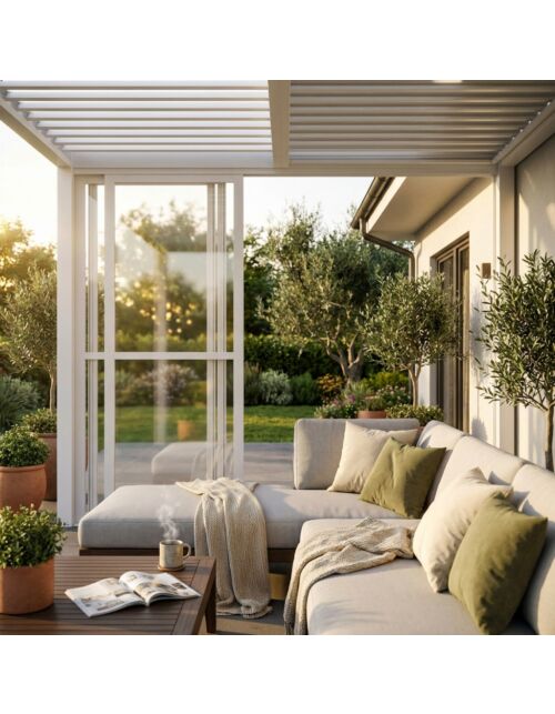 Chiusura laterale in policarbonato per pergola bioclimatica – lato 3 m – bianco