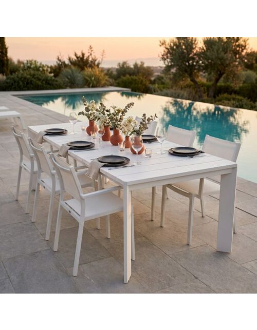 Tavolo da giardino allungabile BROOKLYN 200/250×100 – bianco – Mobalia
