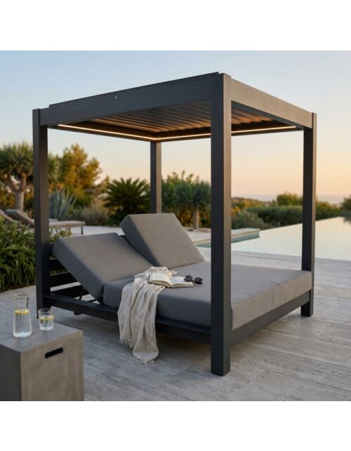 Gazebo da giardino con lettino BOA VISTA antracite