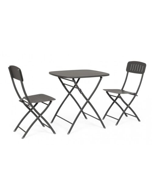 BIZZOTTO Set bistrot pieghevole 3 pezzi YVONNE antracite – metallo