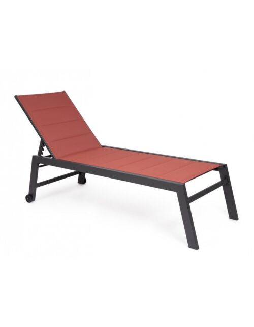 BIZZOTTO Lettino da giardino con ruote HILDE antracite/rosso LH32