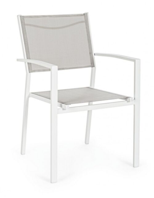 BIZZOTTO Sedia da giardino HILDE bianco/cloud LD30 con braccioli