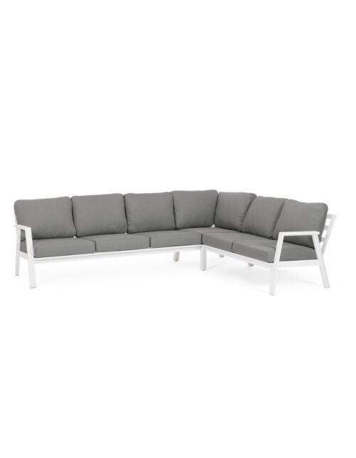 BIZZOTTO set da giardino angolare con cuscini FLAMINIO bianco