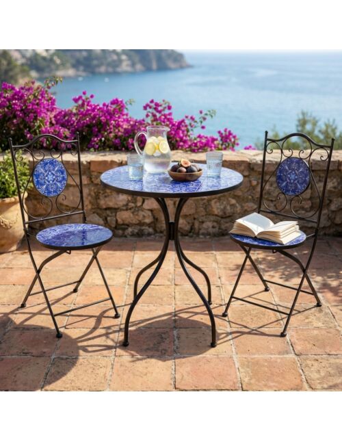Set da giardino TICHE – 2 sedie e tavolo rotondo Ø 60