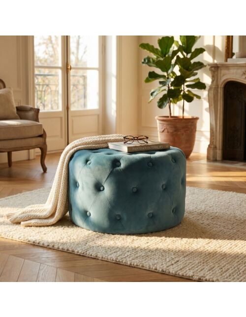 POUF ROTONDO IN VELLUTO VERDE
