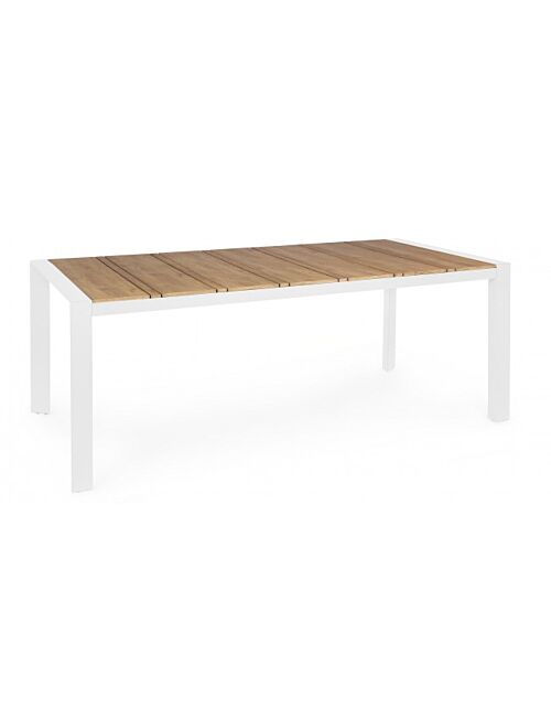 BIZZOTTO Tavolo da giardino ELIAS 198x100 bianco con piano in polywood marrone