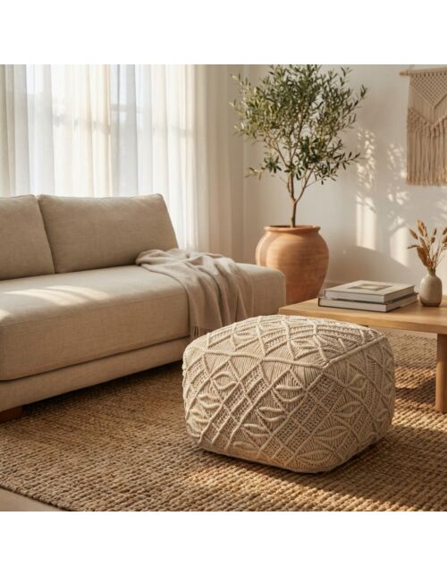 Pouf decorativo ALGERI bianco
