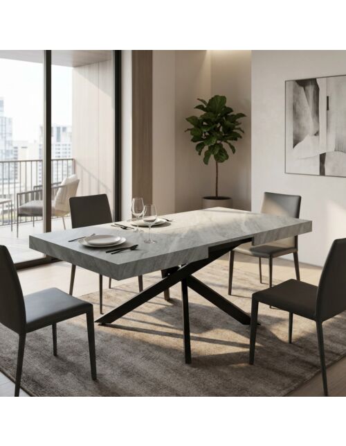Tavolo allungabile DARREN grigio effetto pietra 160/240 × 90