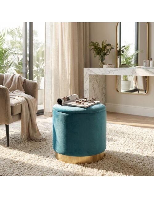 POUF CONTENITORE ROTONDO IN VELLUTO VERDE