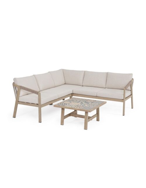BIZZOTTO set salotto angolare da giardino KALIMERA timber con cuscini