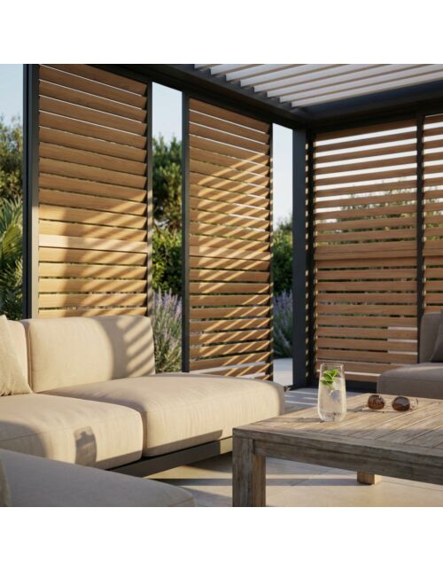LATERALE SCORREVOLE CON LAMELLE PER LATO DA 3 M PERGOLA BIOCLIMATICA