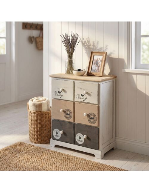 Cassettiera in legno BARTOLOME con 6 cassetti